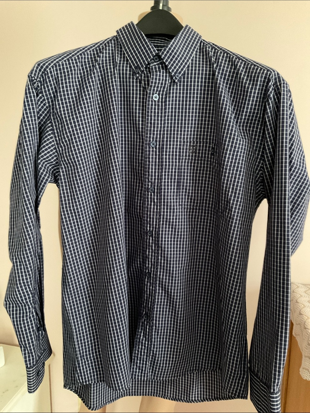Gunnison Creek Button Down Shirt Mens L Navy Blue Plaid Long Sleeve Button Down